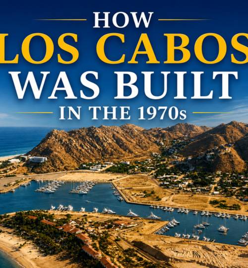 Líneas Aéreas de Cortés DC-3 aircraft on a Baja airstrip in the 1950s, showing how Los Cabos was built in the 1970s through early air connections