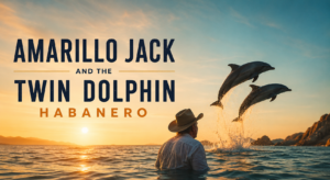 Archival view of the Twin Dolphin Hotel infinity pool and Santa María Bay, setting of the Amarillo Jack and the Twin Dolphin habanero legend