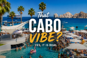 Pacific ocean meeting the Sea of Cortez at Land's End in Los Cabos, capturing the raw natural energy behind the Cabo vibe