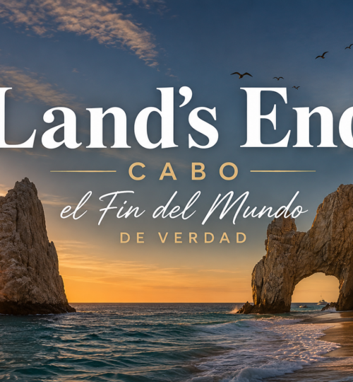 Vista aérea de Land's End Cabo con el Arco de Cabo San Lucas donde el Mar de Cortés se une al Pacífico, marcando el fin del continente americano