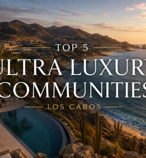 Aerial view of ultra luxury communities in Los Cabos including El Dorado, Chileno Bay, and Twin Dolphin along the corridor coastline of Baja California Sur