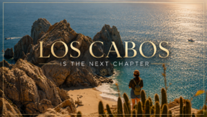 Couple enjoying a sunset over the Sea of Cortez in Los Cabos representing the lifestyle shift that comes when you move to Los Cabos from the US or Canada