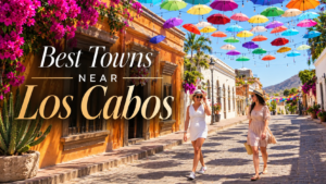 Aerial view of Todos Santos and Cerritos Beach on the Pacific side of Baja California Sur representing the best towns near Los Cabos for real estate investment