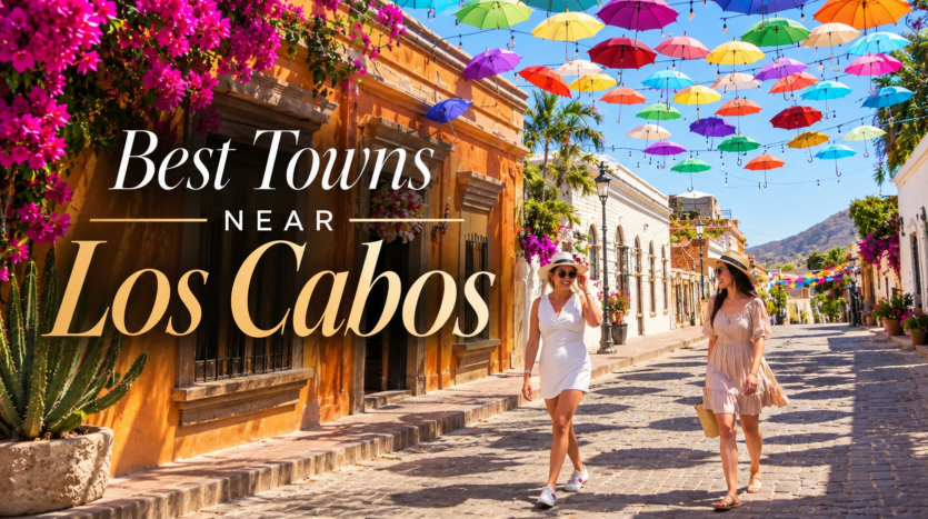 Aerial view of Todos Santos and Cerritos Beach on the Pacific side of Baja California Sur representing the best towns near Los Cabos for real estate investment