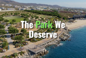 Empty open coastline between luxury resorts on the Los Cabos corridor representing the case for Los Cabos public beach access and a community park on the last undeveloped stretch of open shore