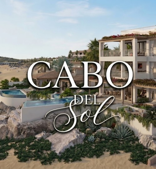 Aerial view of Cabo del Sol on the Los Cabos Corridor showing the Four Seasons, Park Hyatt, Soho House, and Ánima Village development transforming the master-planned community